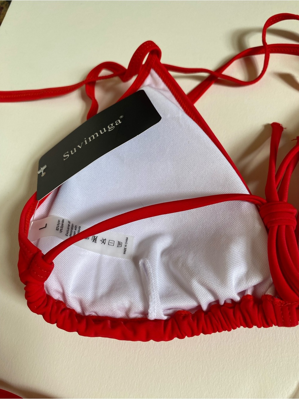 Suvimuga Red Triangle String Bikini Set Size L - Picture 10 of 12